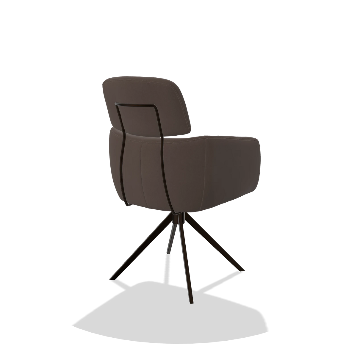 Eetkamerstoel Anita 6707 in Leder B535 (bruin), draaivoet in espresso, schuin achteraanzicht