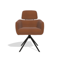 Silla de comedor Anita 6707 en Piel B912 (óxido), base giratoria en negro, vista frontal
