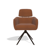 Silla de comedor Anita 6707 en Piel B912 (óxido), base giratoria en espresso, vista frontal