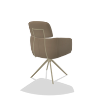 Dining Chair Anita 6707 in Leather B968 (taupe), champagne swivel base, back angled view