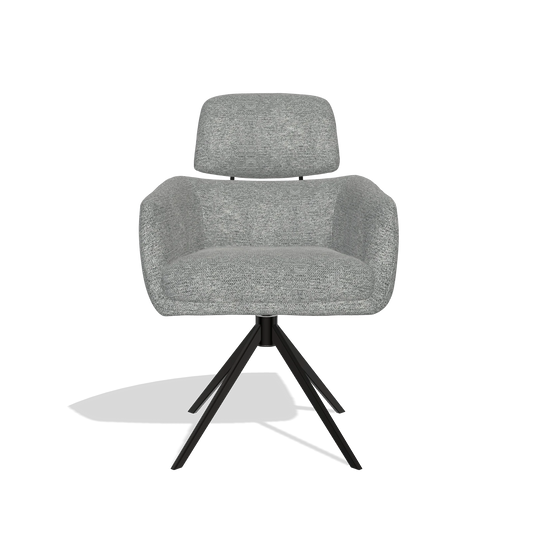 Dining Chair Anita 6707 in Mito 97 fabric (taupe), black swivel base, front view