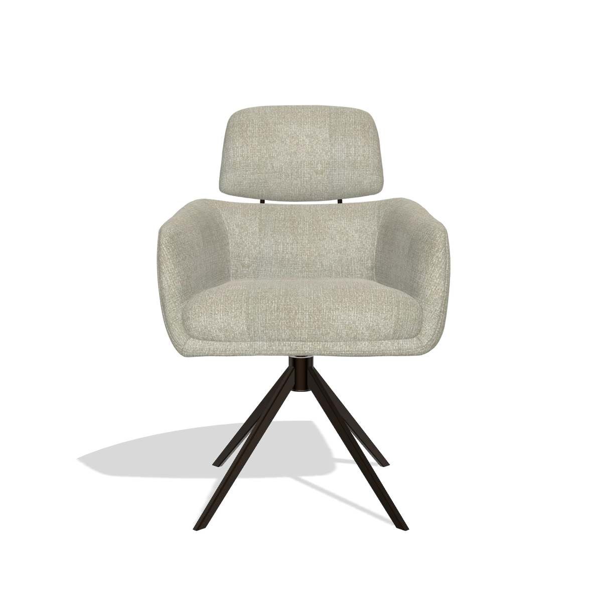 Chaise de salle à manger Anita 6707 en tissu Niagara 903 (grège), pied pivotant en espresso, vue de face
