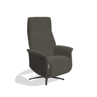 Recliner Atlas 6685 in Ascot Mouse fabric (chocolate), tobacco wood side panels, espresso metal base, angled view
