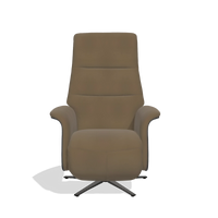 Recliner Atlas 6685 in Leather A802 (olive), black wood side panels, black metal base, front view