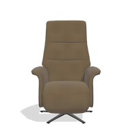 Recliner Atlas 6685 in Leather A802 (olive), tobacco wood side panels, black metal base, front view