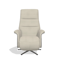 Recliner Atlas 6685 in Leather A822 (light grey), tobacco wood side panels, black metal base, front view