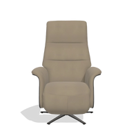 Recliner Atlas 6685 in Leather A824 (sage), tobacco wood side panels, black metal base, front view