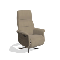 Recliner Atlas 6685 in Leather A824 (sage), walnut wood side panels, espresso metal base, angled view