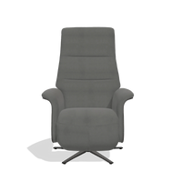 Recliner Atlas 6685 in Leather B400 (dark grey), tobacco wood side panels, black metal base, front view
