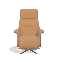 Recliner Atlas 6685 in Leather B401 (mustard), black wood side panels, black metal base, front view