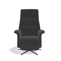 Recliner Atlas 6685 in Leather B500 (black), black wood side panels, black metal base, front view