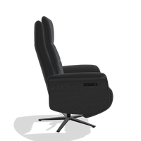 Recliner Atlas 6685 in Leather B500 (black), black wood side panels, black metal base, side view