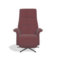 Recliner Atlas 6685 in Leather B554 (brown), black wood side panels, black metal base, front view