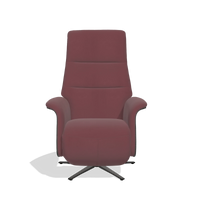 Recliner Atlas 6685 in Leather B554 (brown), tobacco wood side panels, black metal base, front view
