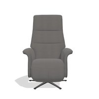 Recliner Atlas 6685 in Leather B584 (dark grey), black wood side panels, black metal base, front view