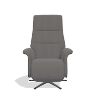 Recliner Atlas 6685 in Leather B584 (dark grey), tobacco wood side panels, black metal base, front view