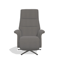 Recliner Atlas 6685 in Leather B584 (dark grey), walnut wood side panels, black metal base, front view