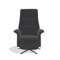 Recliner Atlas 6685 in Leather B900 (black), black wood side panels, black metal base, front view