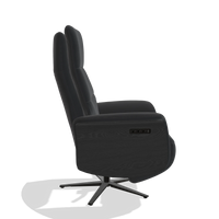 Recliner Atlas 6685 in Leather B900 (black), black wood side panels, black metal base, side view