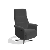 Recliner Atlas 6685 in Leather B905 (anthracite), black wood side panels, black metal base, angled view