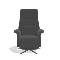 Recliner Atlas 6685 in Leather B905 (anthracite), black wood side panels, black metal base, front view