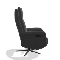 Recliner Atlas 6685 in Leather B905 (anthracite), black wood side panels, black metal base, side view
