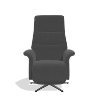 Recliner Atlas 6685 in Leather B905 (anthracite), tobacco wood side panels, black metal base, front view