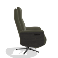 Recliner Atlas 6685 in Leather B962 (dark grey), tobacco wood side panels, black metal base, side view
