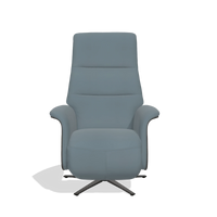 Recliner Atlas 6685 in Leather B963 (grey), tobacco wood side panels, black metal base, front view