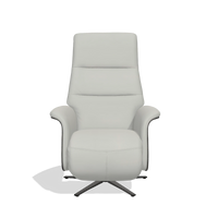 Recliner Atlas 6685 in Leather B970 (light grey), tobacco wood side panels, black metal base, front view