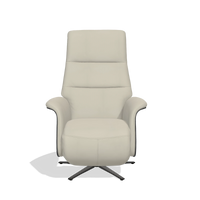 Recliner Atlas 6685 in Leather B971 (light grey), black wood side panels, black metal base, front view