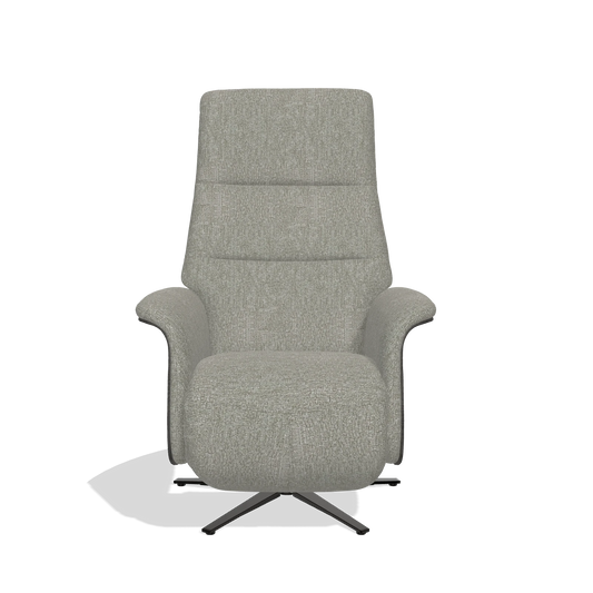 Relaxsessel Atlas 6685 in Stoff Lodge 01 (Taupe), Holzseitenteile in Tabak, Metallfuß in Schwarz, Vorderansicht