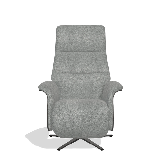 Relaxsessel Atlas 6685 in Stoff Mito 97 (Taupe), Holzseitenteile in Tabak, Metallfuß in Schwarz, Vorderansicht