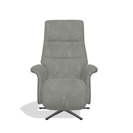Relaxsessel Atlas 6685 in Stoff San Remo 802 (Taupe), Holzseitenteile in Tabak, Metallfuß in Schwarz, Vorderansicht