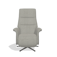 Recliner Atlas 6685 in Sneak 01 fabric (grey), tobacco wood side panels, black metal base, front view