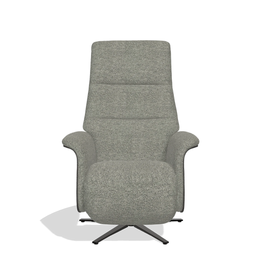Relaxsessel Atlas 6685 in Stoff Sneak 149 (Taupe), Holzseitenteile in Tabak, Metallfuß in Schwarz, Vorderansicht