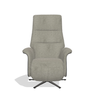 Recliner Atlas 6685 in Stella 10 fabric (taupe), black wood side panels, black metal base, front view