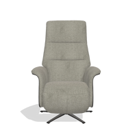 Recliner Atlas 6685 in Stella 10 fabric (taupe), tobacco wood side panels, black metal base, front view