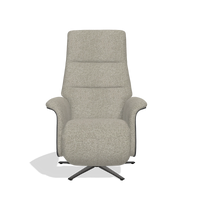 Recliner Atlas 6685 in Taurus 05 fabric (sage), black wood side panels, black metal base, front view