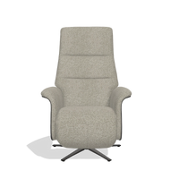 Recliner Atlas 6685 in Taurus 05 fabric (sage), tobacco wood side panels, black metal base, front view