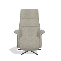 Recliner Atlas 6685 in Taurus 05 fabric (sage), walnut wood side panels, black metal base, front view