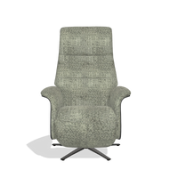 Recliner Atlas 6685 in Venga 156 fabric (taupe), black wood side panels, black metal base, front view