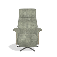 Recliner Atlas 6685 in Venga 156 fabric (taupe), natural wood side panels, black metal base, front view