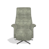 Recliner Atlas 6685 in Venga 156 fabric (taupe), tobacco wood side panels, black metal base, front view