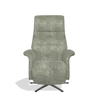 Recliner Atlas 6685 in Venga 156 fabric (taupe), walnut wood side panels, black metal base, front view