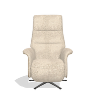 Recliner Atlas 6685 in Venga 214 fabric (light grey), natural wood side panels, black metal base, front view