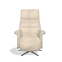 Recliner Atlas 6685 in Venga 214 fabric (light grey), tobacco wood side panels, black metal base, front view
