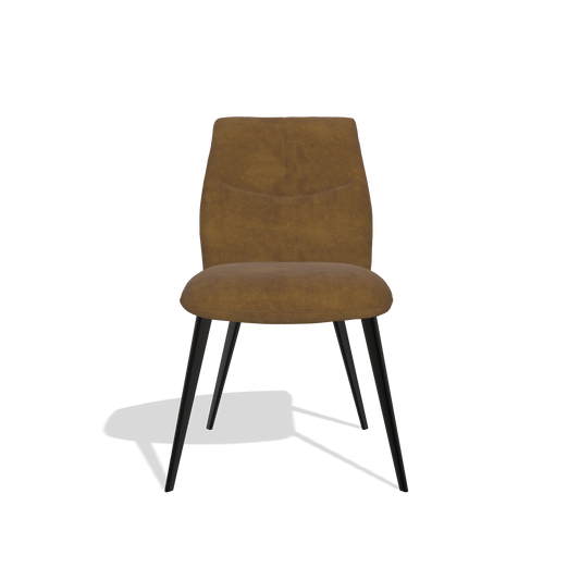 Silla de comedor sin reposabrazos Bari 6405 en tela Adore 132 (marrón), patas en negro, vista frontal
