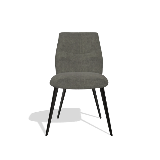 Silla de comedor sin reposabrazos Bari 6405 en tela Adore 156 (gris oscuro), patas en negro, vista frontal