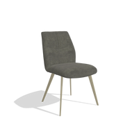 Sedia da pranzo senza braccioli Bari 6405 in tessuto Adore 156 (grigio scuro), gambe in champagne, vista angolata